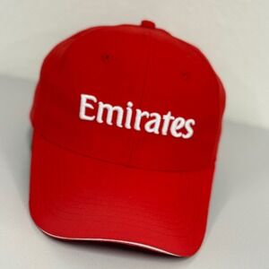 Emirates Red Fly Better Baseball Cap White Logo Adjustable Strap Mens